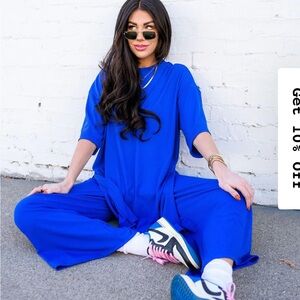 NEW Dressed in LALA Lex Ribbed Set in Electric Blue (M)